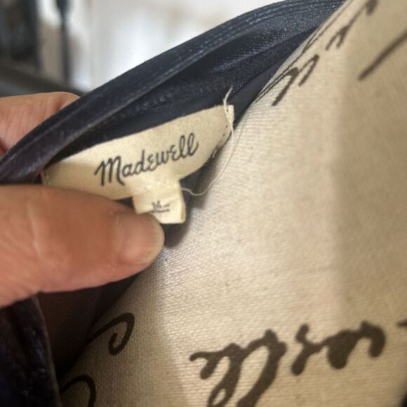 Madewell Metallic Blue Velvet Velour Balloon Sleeve Top size Med - Picture 4 of 4